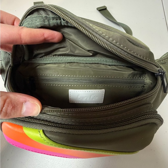 Bagging Rights Belt Bag - olive green with pink, orange, and chartreuse stripe. - Picture 4 of 7